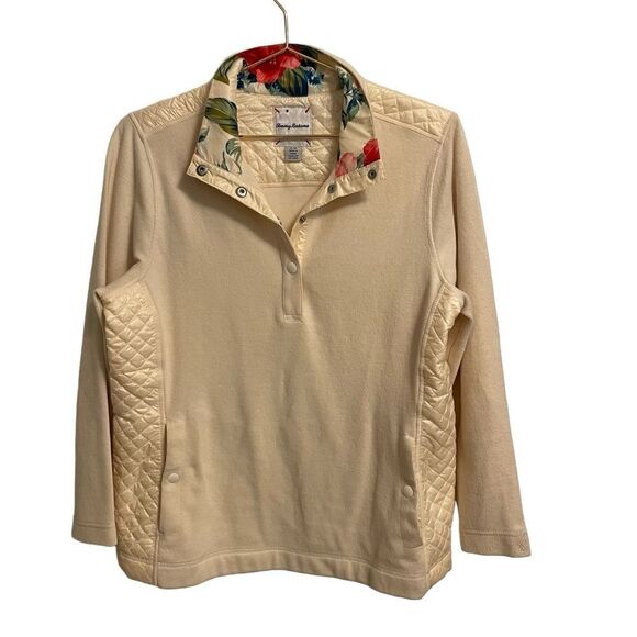 Tommy Bahama Quilted Floral Long Sleeve Snap Button Pullover Size L - Picture 1 of 9
